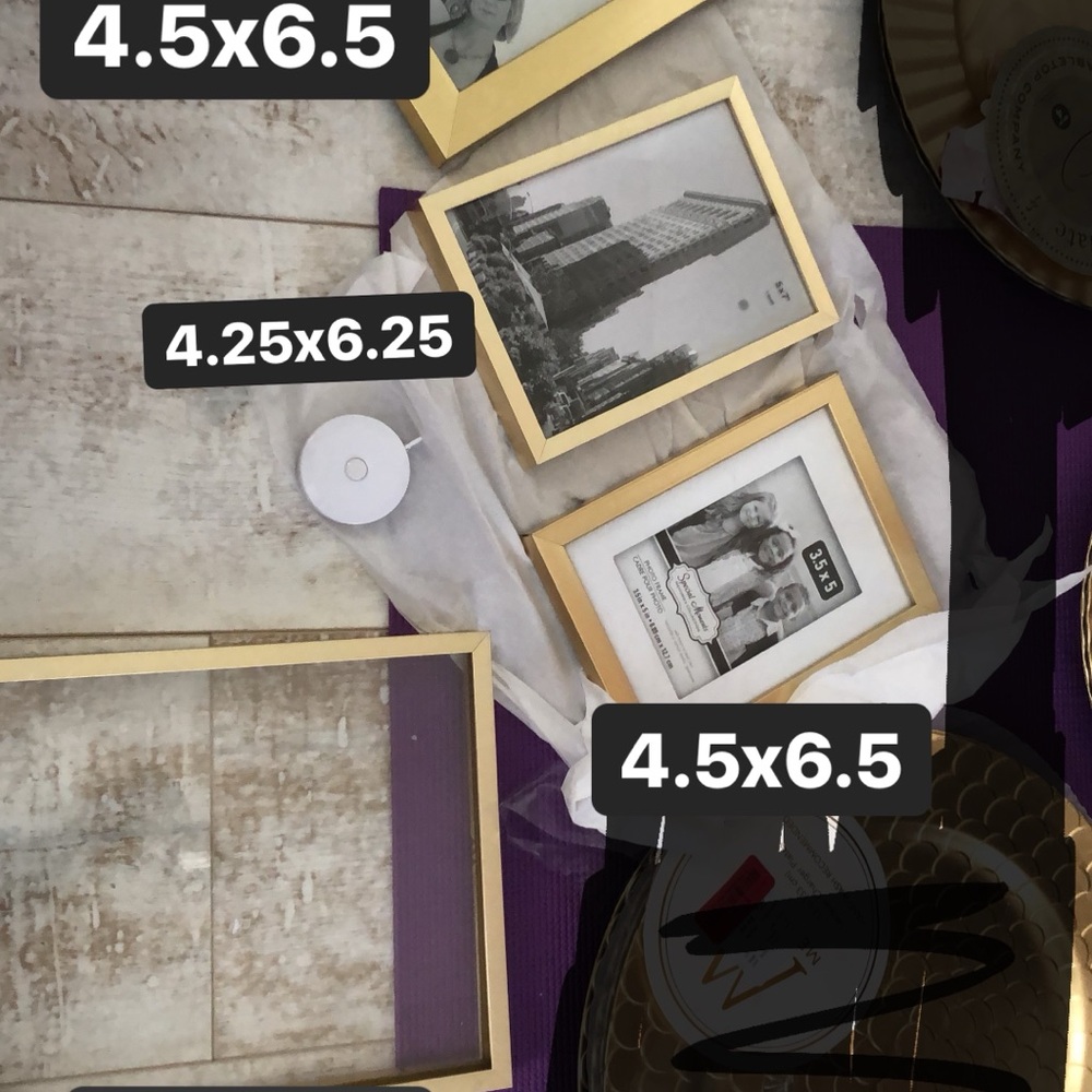 Gold Wedding Decor Frames, Vases, Plate Chargers